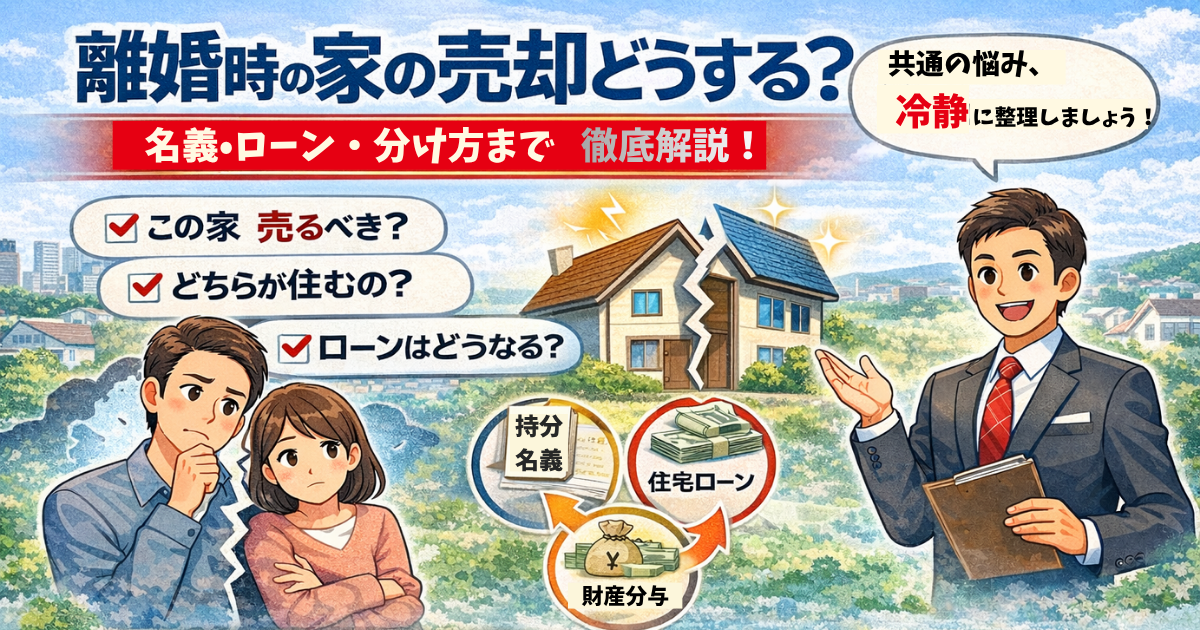 深悩　離婚時の家の売却どうする？名義・ローン・分け方解説・離婚