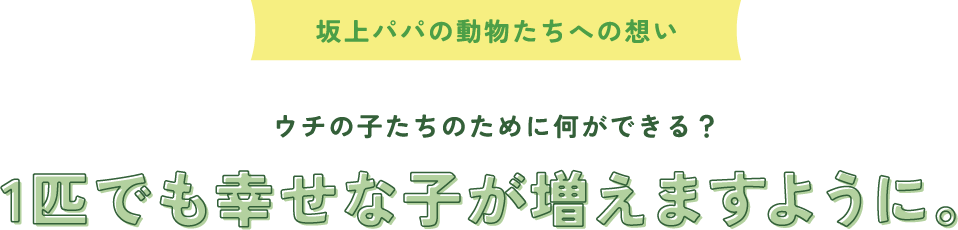 坂上パパの動物たちへの想いウチの子たちのために何ができる？1匹で幸せな子が増えますように