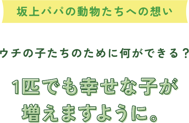 坂上パパの動物たちへの想いウチの子たちのために何ができる？1匹で幸せな子が増えますように