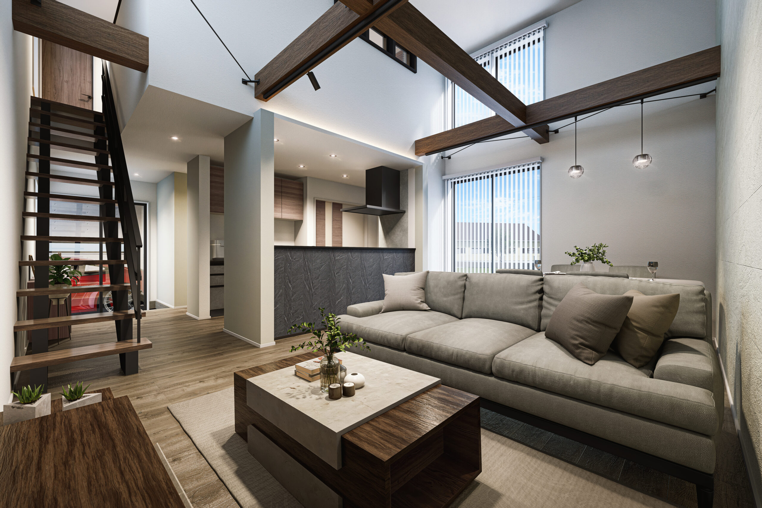 開放感のあるシースルー階段